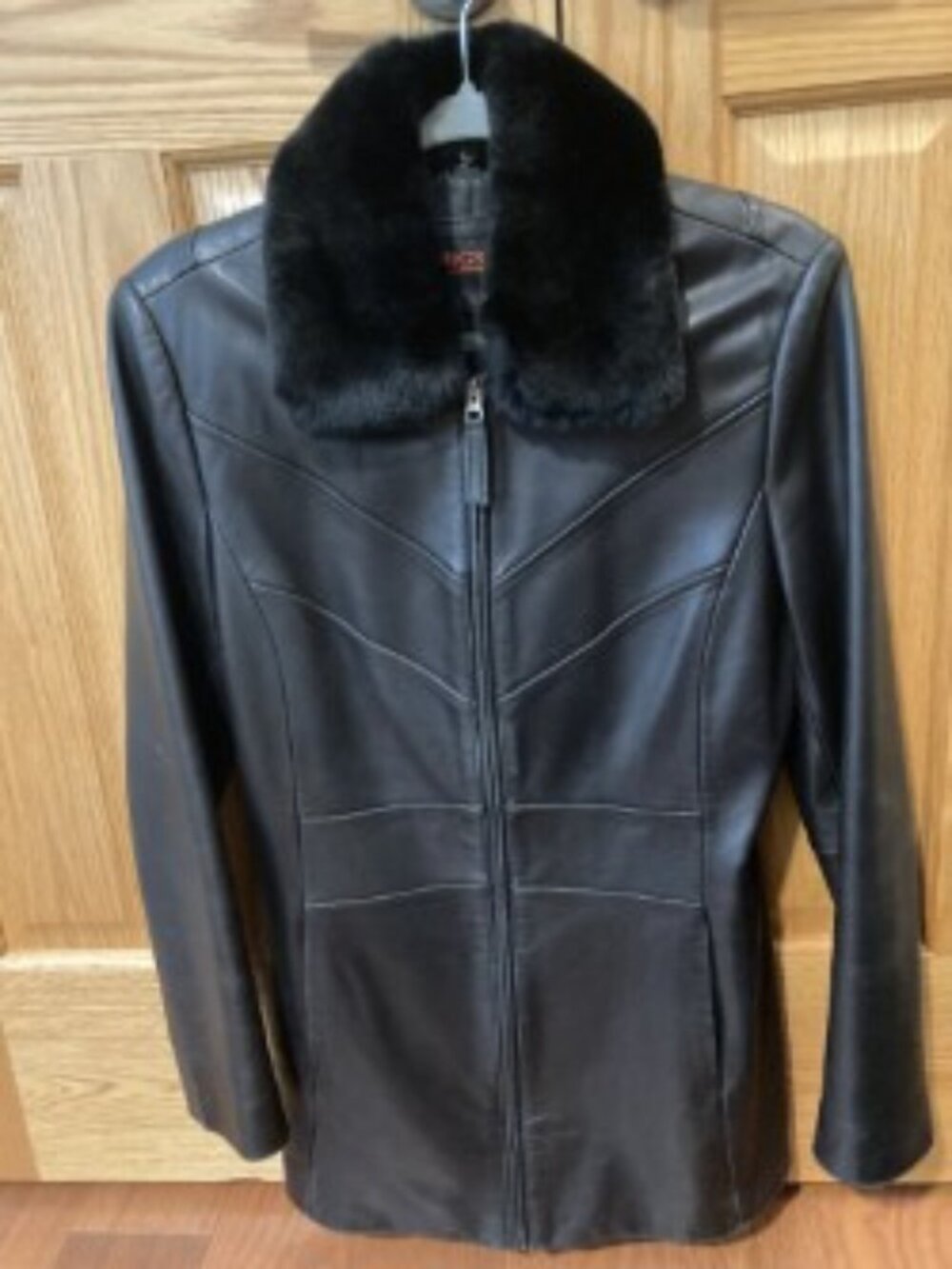 BGSD Soft Black Leather Jacket w/ Real Fur Collar – Small (NWOT)